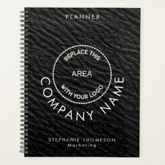 Bedrijfsnaam Logo QR zwart Faux leder Planner
