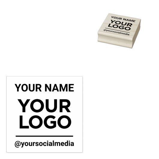 Bedrijfsnaam Logo Sociale media Modern Eenvoudig Rubberstempel (Gestempeld)