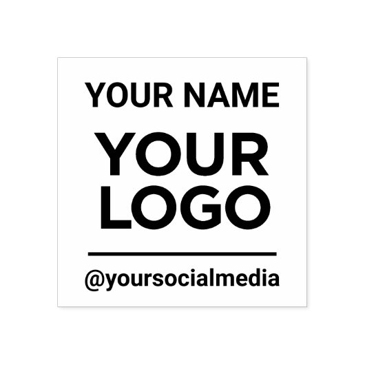 Bedrijfsnaam Logo Sociale media Modern Eenvoudig Rubberstempel (Afrduk)