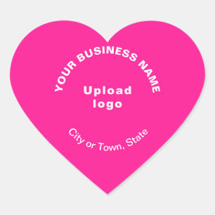 Bedrijfsnaam, Logo, Stad en Staat op Roze Hart Sticker