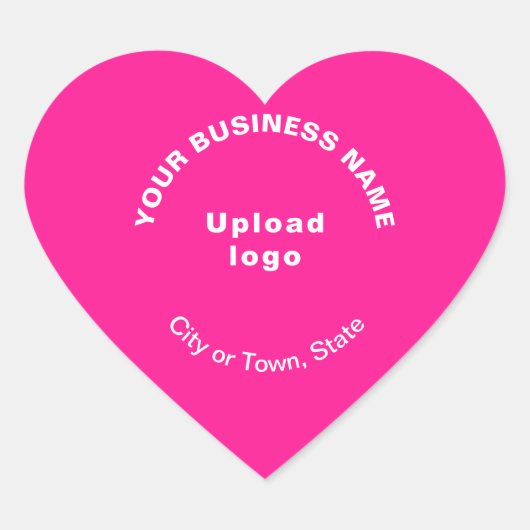 Bedrijfsnaam, Logo, Stad en Staat op Roze Hart Sticker (Voorkant)