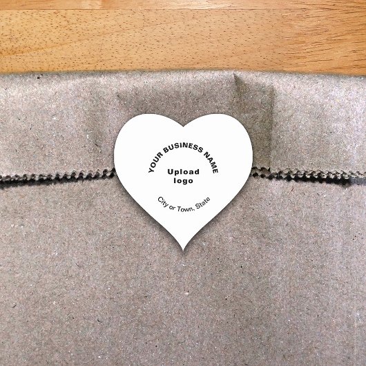 Bedrijfsnaam, Logo, Stad en Staat op Wit Hart Sticker