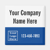 Bedrijfsnaam Logo Telefoonnummer blauw en wit Magneet (Voorkant)