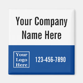 Bedrijfsnaam Logo Telefoonnummer blauw en wit Magneet