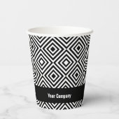 Bedrijfsnaam Logo Website Black & White Pattern Papieren Bekers (Achterkant)