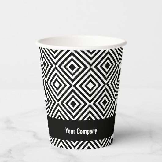 Bedrijfsnaam Logo Website Black & White Pattern Papieren Bekers (Achterkant)