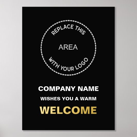 Bedrijfsnaam Logo Welcome Black Luury Real Folie Afdrukken (Voorkant)