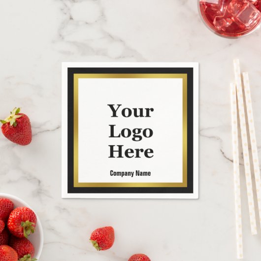 Bedrijfsnaam Logo Zwart Wit en Goud Elegant Servet (Insitu)