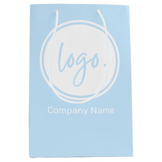 BEDRIJFSNAAM MET BEDRIJFSNAAM & LOGO OP BLAUW MEDIUM CADEAUZAKJE (Voorkant)