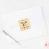 Bedrijfsnaam met Crazy Red Nosed Reindeer Vierkante Sticker (Envelop)