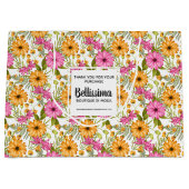 Bedrijfsnaam Modern Geel Roze Floral Groot Cadeauzakje (Voorkant)