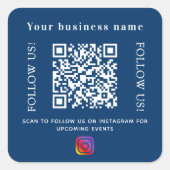 Bedrijfsnaam navy blue qr code Instagram Vierkante Sticker (Voorkant)
