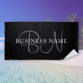 Bedrijfsnaam of achternaam Monogram | Zwart-wit Strandlaken