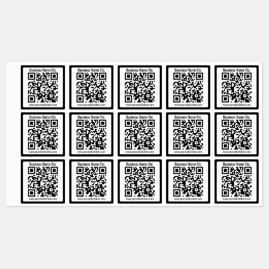 Bedrijfsnaam of andere info & Aanpasbare QR-code Labels (Vel)