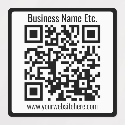 Bedrijfsnaam of andere info & Aanpasbare QR-code Labels (Design 2)