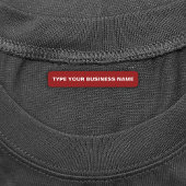 Bedrijfsnaam op etiket op rood rechthoekig labels