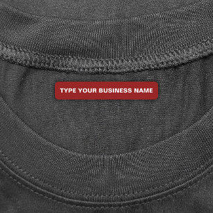 Bedrijfsnaam op etiket op rood rechthoekig labels