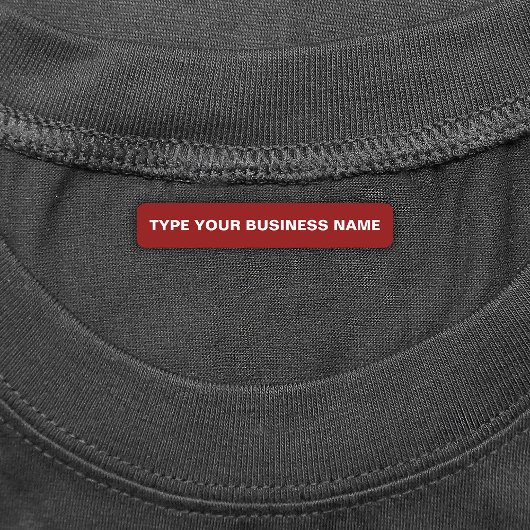 Bedrijfsnaam op etiket op rood rechthoekig labels