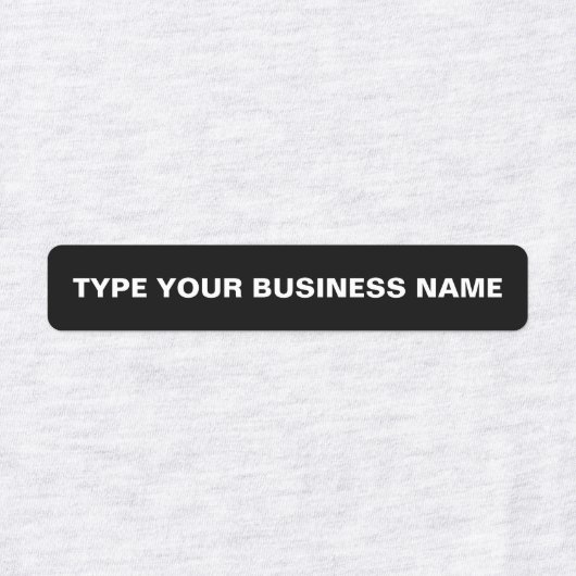 Bedrijfsnaam op zwart rechthoekig ijzeretiket labels (Design 1)