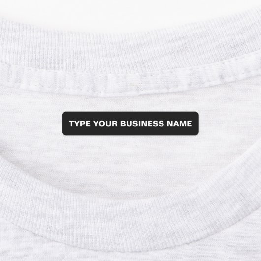 Bedrijfsnaam op zwart rechthoekig ijzeretiket labels (Aangebracht)