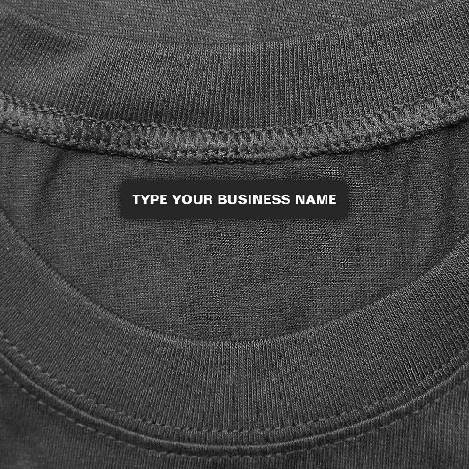 Bedrijfsnaam op zwart rechthoekig ijzeretiket labels