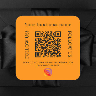 Bedrijfsnaam oranje qr code Instagram Vierkante Sticker