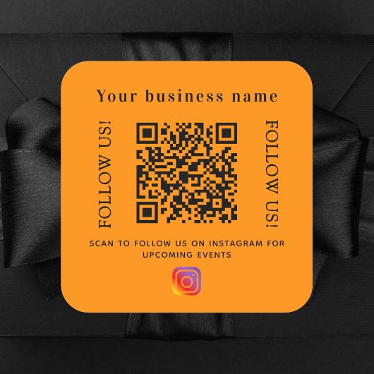 Bedrijfsnaam oranje qr code Instagram Vierkante Sticker