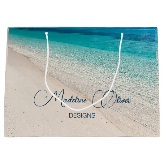 Bedrijfsnaam Promotional Beach Blue Groot Cadeauzakje (Voorkant)