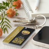 Bedrijfsnaam QR Code Bar Code Code Aangepast Sleutelhanger (Voorkant Rechts)