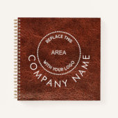 Bedrijfsnaam QR-code bruin kunstleder Notitieboek (Voorkant)
