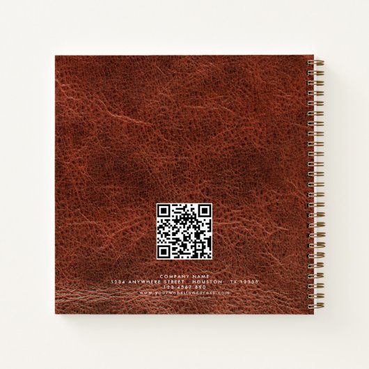 Bedrijfsnaam QR-code bruin kunstleder Notitieboek (Achterkant)