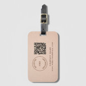 Bedrijfsnaam QR-code Cream Faux leder Bagagelabel (Voorkant (verticaal))