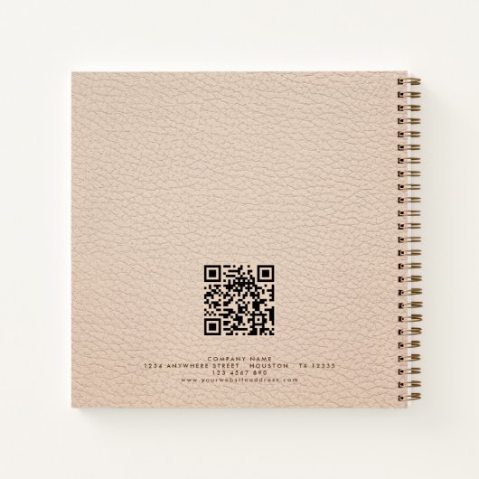 Bedrijfsnaam QR-code Cream Faux leder Notitieboek (Achterkant)