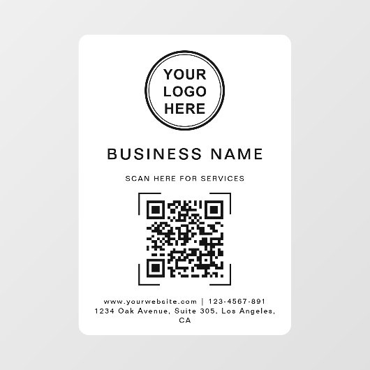 Bedrijfsnaam QR Code Logo White Raamsticker (Vel)