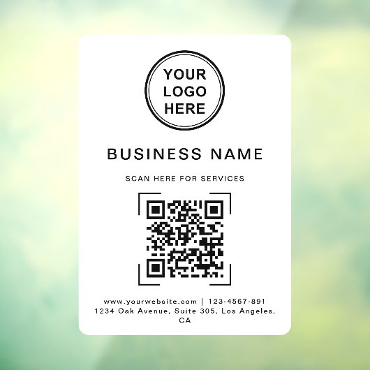 Bedrijfsnaam QR Code Logo White Raamsticker (Vel 3)