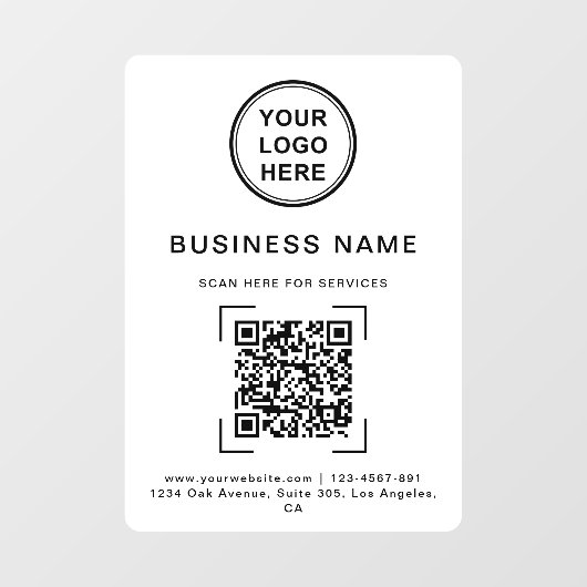 Bedrijfsnaam QR-code Logo Wit Raamsticker (Vel)