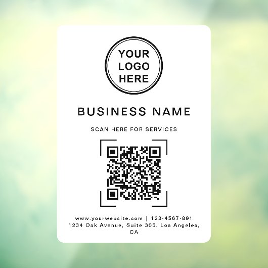 Bedrijfsnaam QR-code Logo Wit Raamsticker (Vel 3)