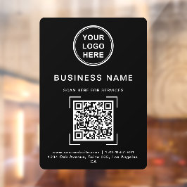 Bedrijfsnaam QR-code Logo Zwart & Wit Raamsticker