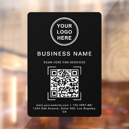 Bedrijfsnaam QR Code Logo Zwart & Wit Raamsticker (Vel 2)
