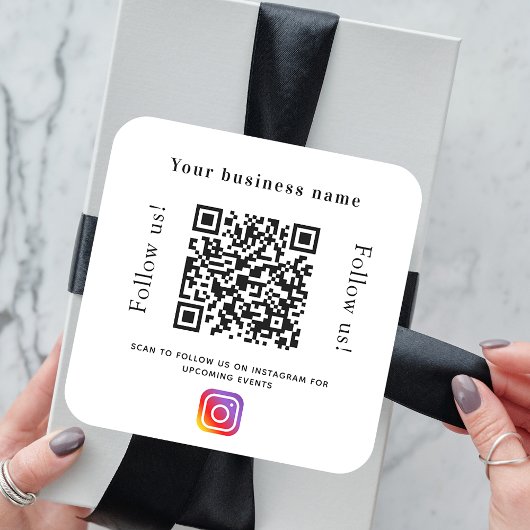 Bedrijfsnaam qr code sociaal media-instagram vierkante sticker