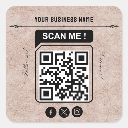 Bedrijfsnaam QR code sticker (Voorkant)