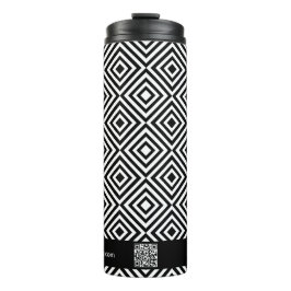 Bedrijfsnaam QR-code Website Zwart & Wit Patroon Thermosbeker