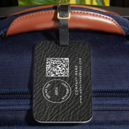 Bedrijfsnaam QR-code zwart Faux leder Bagagelabel