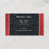 Bedrijfsnaam rode glitter grijze luipaard visitekaartje (Achterkant)