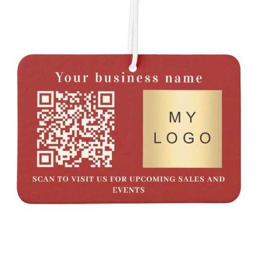 Bedrijfsnaam rode logo qr code luchtverfrisser (Achterkant)