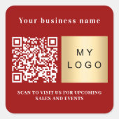 Bedrijfsnaam rode logo qr code vierkante sticker (Voorkant)
