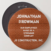 Bedrijfsnaam Rood Brick-herkenning werknemer Ronde Button 6,0 Cm (Voorkant /achterkant)
