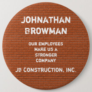 Bedrijfsnaam Rood Brick-herkenning werknemer Ronde Button 6,0 Cm
