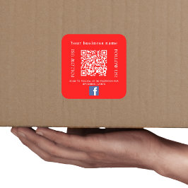 Bedrijfsnaam rood QR-code Facebook Vierkante Sticker