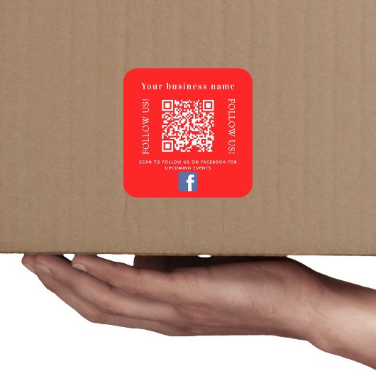 Bedrijfsnaam rood QR-code Facebook Vierkante Sticker